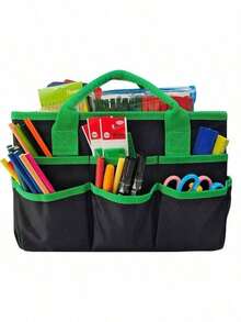 Large Capacity Craft & Sewing Organizer Tote - Expandable, Portable, Multi-Slot Handbag In Black/Blue/Purple