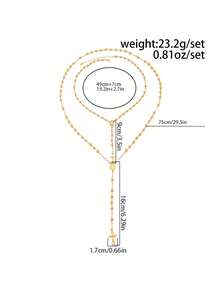 2pcs Fashionable Casual Minimalist Cross Pendant Necklace Set, Personalized Beaded Chain Y-Necklace, Suitable For Daily Wear, Party, And Holiday Gifts