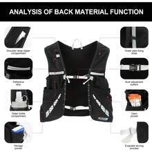 Mochila con Chaleco de hidratación para Correr, Paquete Aislado Ligero con Bolsa de Agua de 1.5 L para Senderismo, Senderismo, Correr, Ciclismo, Carreras, maratón para Mujeres, Hombres y niños - negro rojo - Ver 3