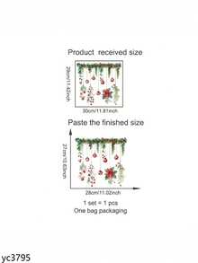 1 pieza Pegatina de plantas verdes navideñas para ventana, pegatina de vidrio con hojas de pino y bayas rojas, poinsettia, ramas de árbol de Navidad, pegatinas para ventanas, para decoración de fiestas navideñas, hogar, centro comercial, decoración de pared, decoración de habitación, decoración navideña, decoraciones navideñas para el hogar - Multicolor - Ver 14