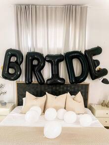 5 件/套 40 英寸巨型 BRIDE 铝箔气球、黑色字母气球、黑色 BRIDE 铝箔气球横幅，适用于订婚、新娘送礼会、单身派对、新娘送礼会礼物、成为新娘派对、婚礼单身派对装饰、婚礼装饰 - 彩色 - 查看 4