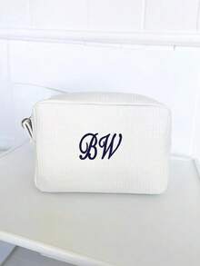 Personalized Waffle Travel Makeup Bags - Alphabet Waffle Makeup Bags, Name Initials Makeup Bags, Embroidered Toiletry Bags, Custom Name Makeup Bags, Bridesmaid Gifts, Bridal Gifts, Anniversary Gifts, Birthday Gifts, Holiday/Vacation Gifts, Outdoor/Outing/Travel/Hiking/Sports/Sports/Climbing Gifts, Business/Commuting/Work/Office Gifts, Customized Women's Bags - Multicolor - View 7