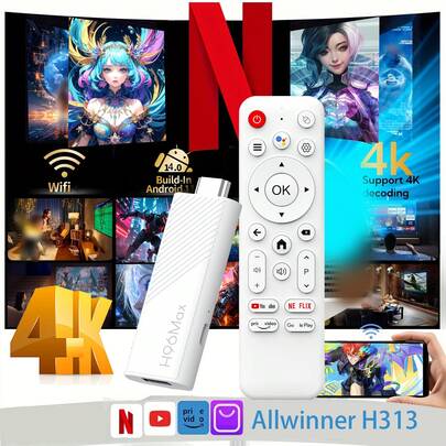  Mini TV Box TUOGTCI, Allwinner H313 TX1 Android 10 Smart TV Box - Lecteur multimédia 4K Ultra HD avec processeur quad-core H313, Wi-Fi 2,4 GHz et Ethernet, contrôle parental, télécommande et alimentation, design compact pour mini TV, Smart TV domestique, lecteur vidéo en streaming, composants de haute qualité