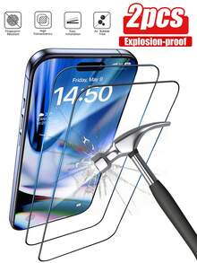 2片装高清钢化玻璃屏幕保护膜，兼容 17、17 Pro、17 Pro Max、17 Air、16、16 Plus、16 Pro、16 Pro Max、15、14、13、12、11 Pro Max、X、XS、XR、Mini、7、8、14 Plus - 無色 - 查看 42