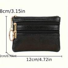 1 Pure Color Mini Coin Zippered Wallet-A Minimalist Texture, Versatile Lightweight Women's Card Holder, Portable Keychain Handbag, Sleek Design, Retro Mini Wallet With Keyring. - Nhiều màu - Xem 4