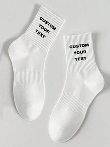 1 Pair Of Customized Crew Socks,Custom Face Socks, Couple Socks,Custom Photo Sock, Custom Printed Socks, Personalized Funny Face Socks, Custom Picture Socks, Put Any Face On The Socks, Anniversary Gift, Valentine Gift, Birthday Gift, Wedding Gift, Mother's Day Gift, Father's Day Gift, Best Friend Gift - White - View 2