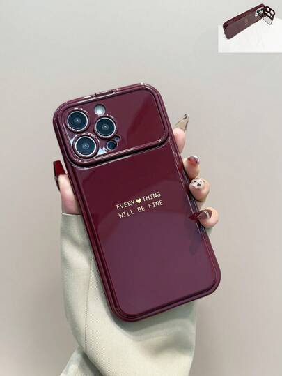 1 Adet Bordo Mektuplu Telefon Kılıfı, Kapaklı Aynalı, Minimalist Tasarım, X, XR, XS Max, 11, 12, 13, 13 Pro, 13 Pro Max, 14 Pro Max, 15, 15 Pro, 15 Plus, 15 Pro Max, 16, 16 Pro, 16 Plus, 16 Pro Max ile Uyumlu