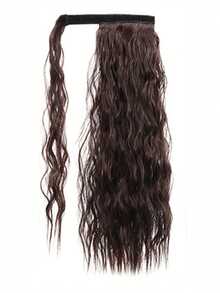 18-30 Inch Black/Brown/Golden Curly Wavy Invisible Corn Silk Ponytail Hairpiece With Claw Clip, Fluffy Ponytail Hair Extensions Suitable For Women And Girls, For Party And Daily Use - Black-brown - 查看 12