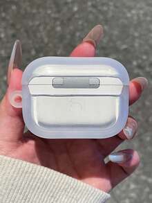 1 pieza Funda de auricular con impresión UV de cara sonriente gris gruesa, compatible con auriculares Bluetooth de Apple, cubierta transparente clara