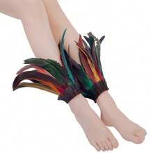2个仿真羽毛脚环，万圣节角色扮演服装羽毛脚环，适合万圣节、圣诞节、朋克派对、所有季节 - 彩色 - 查看 9