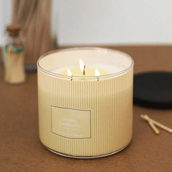 Textured Wrapped Candle Creamy Cashmere 14 Ounce