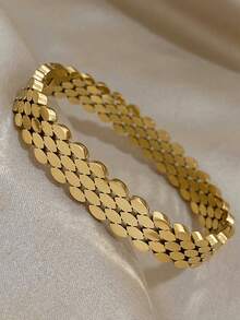 Bộ trang sức vòng tay bằng thép không gỉ mạ vàng 18K sang trọng, thanh lịch, tối giản dành cho nữ, thích hợp làm quà tặng hàng ngày, dự tiệc, Ngày của Mẹ, Ngày Valentine, kỳ nghỉ, lễ hội âm nhạc. - Nhiều màu - Xem 6