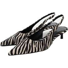 Fashion Leopard Print Slingback Pumps Shoes For Women Pointed Toe Kitten Heelshalloween - 181豹紋 - 查看 6