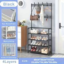 1 pièce Porte-manteau d'entrée, Étagère à chaussures de hall, Portant multifonction en métal, Portant à vêtements au sol, Portant à vêtements à 4/5 niveaux et 8 crochets doubles, Pour le salon, la salle de bain, le rangement de chaussures dans le couloir