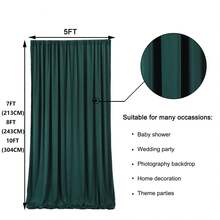 5ft X 7ft/8ft/10ft (Approx. 150cm X 213cm/243cm/304cm) Wrinkle-Free Polyester Photography Backdrop Cloth, Suitable For Weddings, Birthday Parties And Other Events - Dark Green - View 2