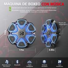 Máquina de Boxeo Musical Bluetooth con 6 Blancos, 9 Velocidades Ajustables, Luces LED, Incluye 4 Guantes - Ideal para Ejercicio en Casa/Gimnasio/Entrenamiento (Recargable, Fácil Instalación) - 1 - Ver 5