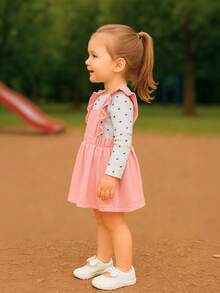 CASUAL POLKA DRESS SET - Baby Pink - View 3
