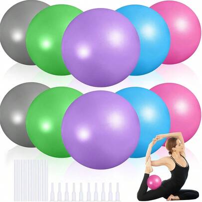 Mini Exercise Ball, Thick Mini Yoga Ball, Mini Pilates Ball, Inflatable Fitness Small Ball For Pilates, Yoga, Core Training, Stretching, Physical Therapy, Abdominal Workout, Stability, Balance Improvement