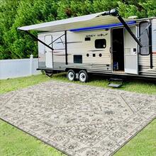 1pc Luxurious Pale-Toned Bohemian Style Rug, Vintage Distressed European Design, Soft Non-Slip Outdoor Carpet For Patio, Garden, Camping, Picnic, Living Room, Bedroom, Game Room, Entryway, Machine Washable All-Season Large Size Mat, Garden Decor