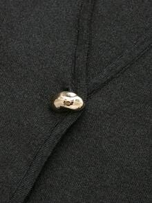 V-Neck Solid Color Casual Knit Sweater With Metal Buttons, Suitable For Spring/Autumn/Winter - Dark Grey - View 4