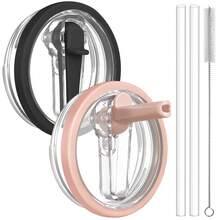 1/2PCS 盖子与 杯配件兼容 40 盎司玻璃杯翻盖吸管盖替换件适用于，防漏盖替换件防溢可重复使用玻璃杯盖与 40 盎司杯配件兼容 - 彩色 - 查看 14