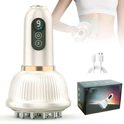 Rechargeable Electric Heating Massager, 3 Modes, 9 Intensity Levels, LCD Display, Portable Massage Tool, Personal Handheld Massager, Suitable For Home Use
