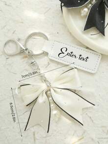 1 Set Of Personalized Bow Keychain, Custom Name Leather Key Ring, With Pearl Tassel Bow Bag Pendant, Diamond-Mixed Key Ring, Custom Key Accessory, Christmas Gift, For Friends And Family. It Is Cute, Charming, Colorful, Y2K-Style, Fashionable, Unisex, Casual, Customizable, Personalized, Unique, And A Custom Version.