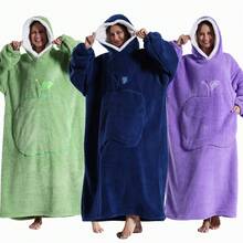 Couverture en flanelle à manches extra longues unisexe, couverture polaire pour télévision, sweat à capuche surdimensionné, pull, cadeau de Noël, vêtement d'intérieur confortable pour l'hiver - Multicolore - Voir 4