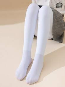 3/2/1 Paar Mädchen Kinder Baby Leggings, Einfarbig in Weiß, Schwarz, Grau, Stulpen Strumpfhosen, Stulpen Leggings, thermisch gefütterte Hosen, geeignet für tägliches Tragen, einfache vielseitige Stulpen Hosen, dünne Samt Tanzhosen, glatte Oberfläche, weich, hautfreundlich, akademischer Prinzessinnenstil, süßer Stil, Strumpfhosen, geeignet für Herbst/Winter, Frühling/Herbst