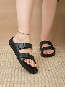 Lymalimoon Women Home Slippers - Black Buckle - View 2