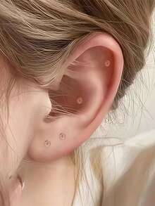 3件套休闲塑料尖刺穿刺饰品套装，男女通用，适合日常通勤；20G鼻钉，16G唇钉，透明穿刺固定器，唇环，眉环，塑料工业杠铃，工业杠铃固定器，耳骨耳环 - 透明 - 查看 5