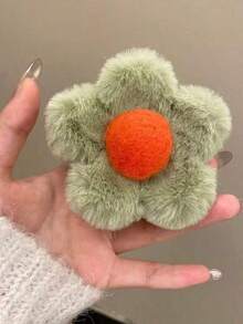 1 peça de acessório de cabelo com fecho coberto de tecido para meninas com lindas flores, presilha de cabelo para outono e inverno, acessórios de cabelo com garra para mulheres, para roupas de férias, presilhas de cabelo fofas com garra de pele, presilha de cabelo de pelúcia para inverno - multicolorido - Ver 14