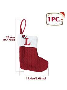 1pc Red Christmas Hat Letter Knitted Socks, English Letters Hanging Stockings, Suitable For Party Decoration 2026 New Year Party Favors Supplies, Baby's Room Decoration, Home Nursery Hanging Decorations, Personalized Initial Xmas Stocking, Family Holiday Xmas Home Room Decor, Xmas Tree Ornaments, Xmas Eve Surprise Gifts Package Xmas Costumes, Baby Xmas Gift, Babe Party Favor - Christmas Hat Letter Knitted Socks - View 20