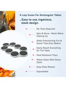 Obrotowy stół jadalny 360° - regulowany i rozkładany do stołów prostokątnych, idealny do kuchni i jadalni, łatwy montaż, kolor biały/czarny Ze względu na skomplikowany proces produkcji na powierzchni mogą pozostać drobne ślady, które jednak nie wpłyną na użytkowanie i estetykę.