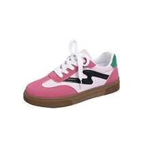 1 Pair Women's Spring/Autumn New German Training Shoes, Student Shoes, Waterproof Anti-Slip, Easy To Clean, Round Toe Low-Top Casual Shoes, Flat, Comfortable, Versatile, Colorblock Sporty Casual Sneakers, Fashionable All Season - Hot Pink - View 7