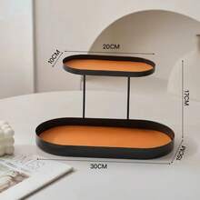 1 pièce Organisateur cosmétique double ovale multicolore élégant, coiffeuse moderne de style européen pour chambre à coucher, organisateur de bijoux multifonctionnel à deux niveaux, étagère de rangement durable et gain de place, présentoir d'accessoires de parfum, étagère de rangement divers