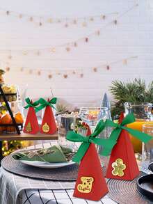 20/50 Pezzi Scatole Regalo di Natale con Nastro e Cartellino Rosso a Triangolo, Scatole di Carta Natalizie con Albero di Natale e Omino di Pan di Zenzero, Confezioni Regalo per Vacanze, Matrimoni e Decorazioni Natalizie