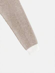 Women's Turtleneck Color Block Zip-Up Loose Casual Sweater And Drawstring Waist Wide Leg Knit Pants Set