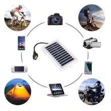 1个便携式太阳能USB充电板 - 不可拆卸光伏移动电源，适用于手机、手电筒和风扇 | 露营、旅行和紧急情况的理想之选，便携式充电器