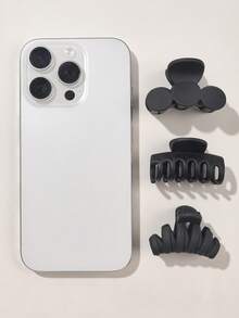 10个/套 哑光棕色纯色简约花朵波浪半圆方形交叉可爱小发夹 秋冬发夹 女士度假装扮发饰 女士优雅发饰 夏季 - 黑色 - 查看 5