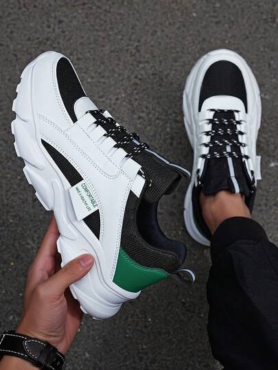 Men's Dad Shoes Chunky Platform Sneakers, Comfortable White Athletic Shoes With Thick Sole - Ideal Gift For Him