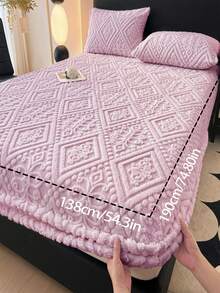 1pc Faux Lambswool Bedsheet, Bedding, Bed Cover, Flat Sheet, Mattress Protector, Solid Color Bedsheet, Multiple Colors Available, Simple European Style Home Textile. Suitable For Twin, Full, Queen, King Size Beds. - European Fleece Fitted Sheet - Classic Purple - View 11