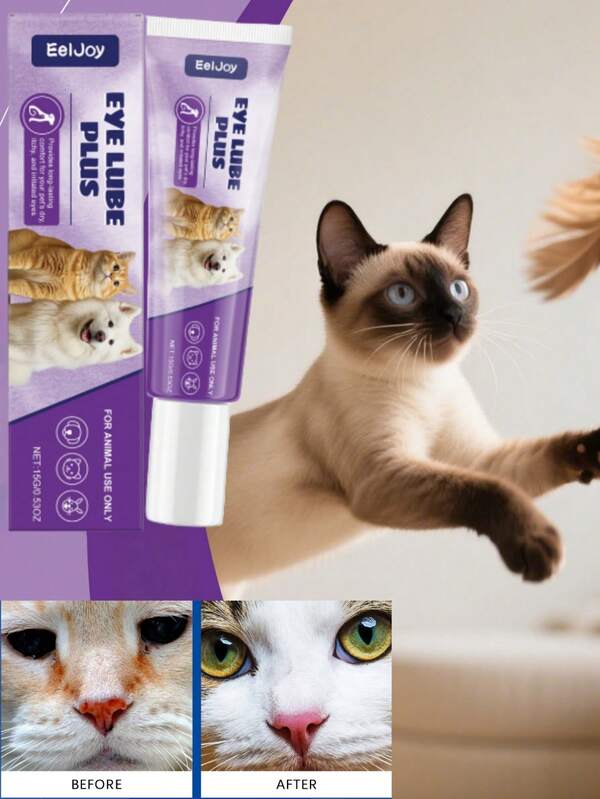 1 pieza Crema para eliminar manchas de lágrimas de mascotas, apta para gatos y perros, eliminación suave de manchas de lágrimas, limpieza sin enjuague, portátil para el cuidado diario