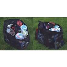 Una bolsa de playa de malla sobredimensionada, bolso de malla transpirable, con cremalleras y bolsillos laterales, bolsa de organización y almacenamiento portátil - Negro - Ver 4