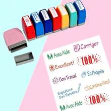2pcs Colorful French Teacher Evaluation Stamp, Automatic Ink-Emitting Stamp – Ideal For Grading Home Assignments, Collecting Parent Signatures, Motivating Students, And Rewarding Good Behavior. Perfect For Back-To-School Supplies, And Ideal Gifts For Thanksgiving, Christmas, And Saudi National Day Celebrations.