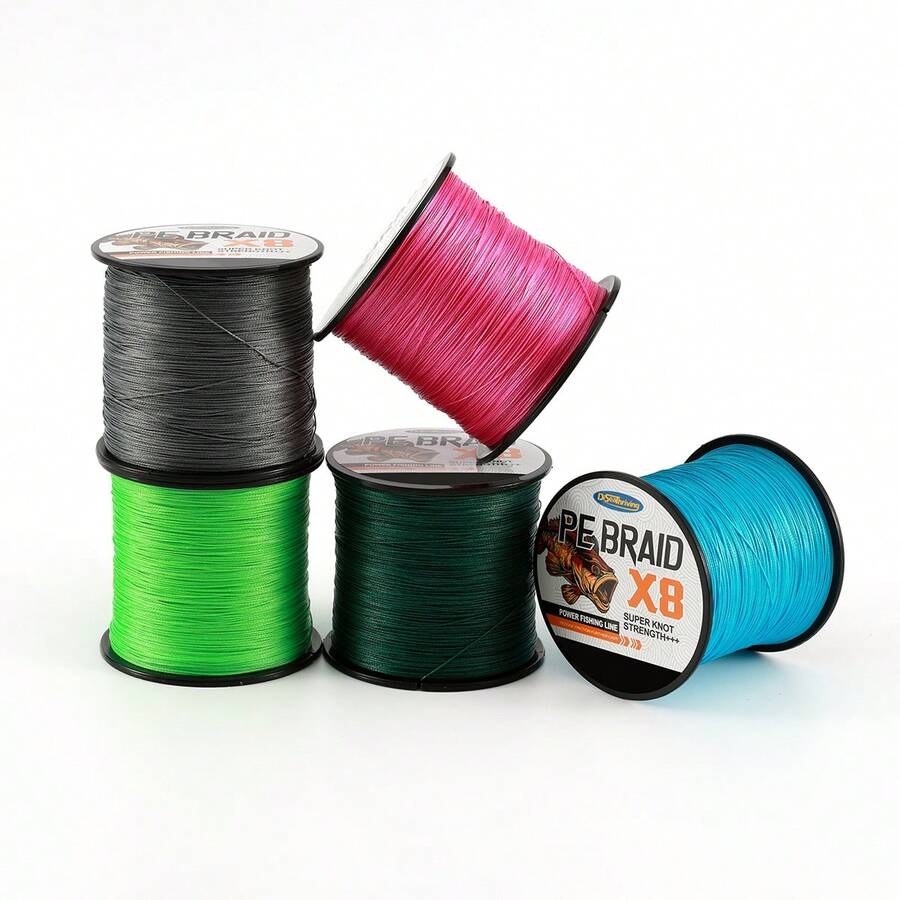 Línea de pesca trenzada de color para una mayor resistencia, multifilamento PE, línea de pesca trenzada de 8 hebras de 6 LB a 60 LB para agua salada y agua dulce