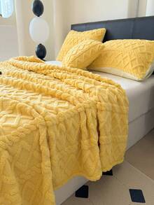 1pc Beige Bohemian Style Blanket, Taffeta Jacquard Faux Sherpa Fleece Throw Blanket, Soft Lightweight Breathable Warm Dual-Use Bedspread/Shawl For Living Room, Bedroom, Dorm, Furniture Decor, All Seasons, Small Size Can Be Used As Beach Towel