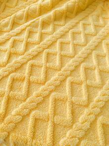 1pc Beige Bohemian Style Blanket, Taffeta Jacquard Faux Sherpa Fleece Throw Blanket, Soft Lightweight Breathable Warm Dual-Use Bedspread/Shawl For Living Room, Bedroom, Dorm, Furniture Decor, All Seasons, Small Size Can Be Used As Beach Towel