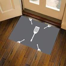 1pc Crystal Velvet Kitchen Rug, Modern Simple Non-Slip Washable Decorative Entrance Mat