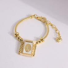 1pc 18K Gold Plated Vintage Religious Christian San Benito Cross Virgin Mary Tiny Bead Handmade Accessories Women Bracelets